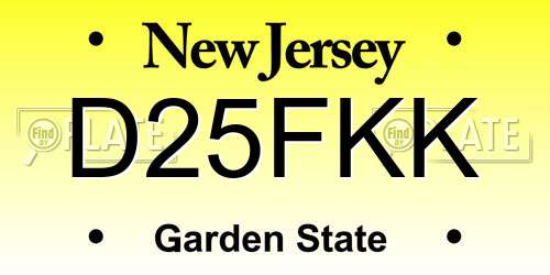 D25FKK New Jersey License Plate