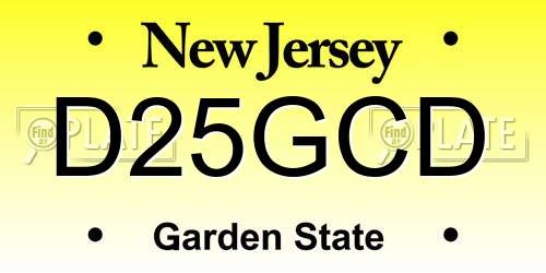 D25GCD New Jersey License Plate