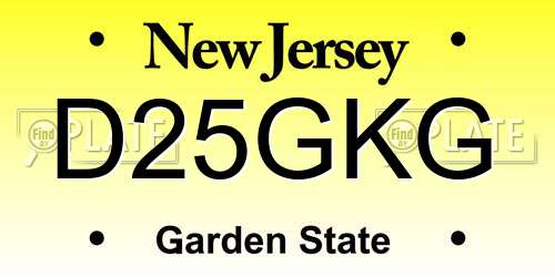 D25GKG New Jersey License Plate