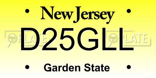 D25GLL New Jersey License Plate
