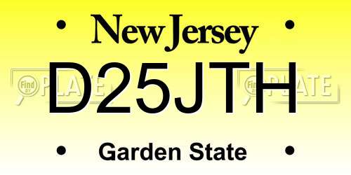D25JTH New Jersey License Plate
