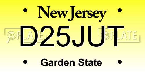 D25JUT New Jersey License Plate