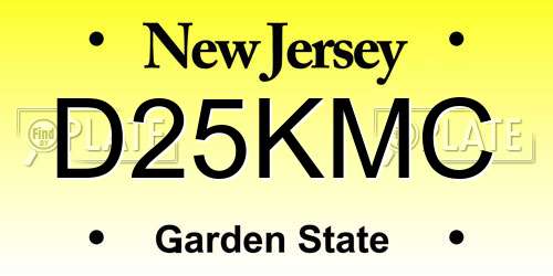 D25KMC New Jersey License Plate