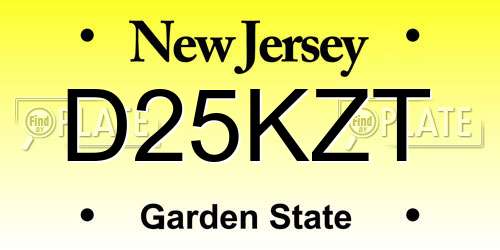D25KZT New Jersey License Plate
