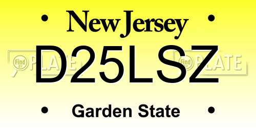D25LSZ New Jersey License Plate