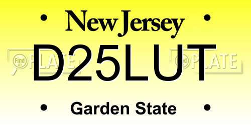D25LUT New Jersey License Plate