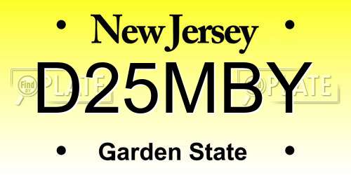 D25MBY New Jersey License Plate