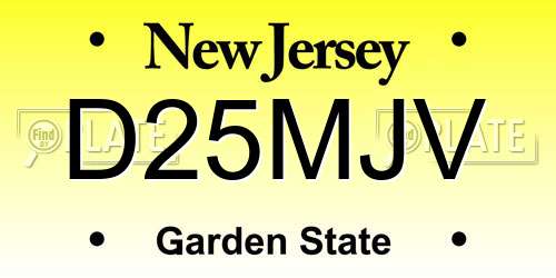 D25MJV New Jersey License Plate