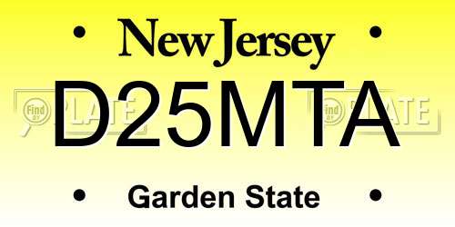 D25MTA New Jersey License Plate