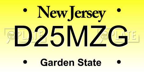 D25MZG New Jersey License Plate