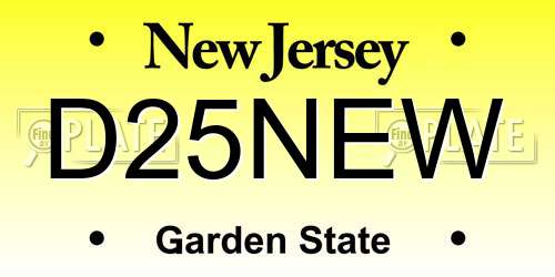 D25NEW New Jersey License Plate