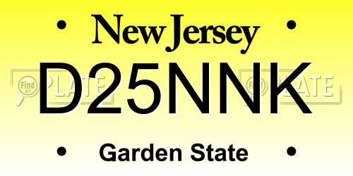 D25NNK New Jersey License Plate