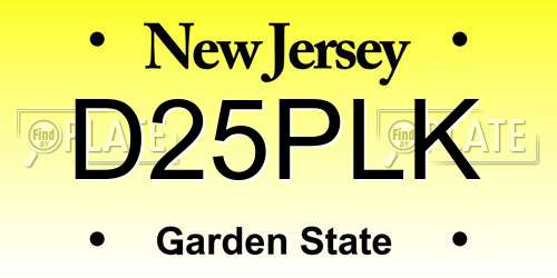 D25PLK New Jersey License Plate
