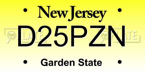 D25PZN New Jersey License Plate