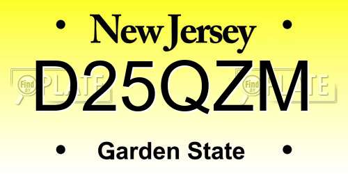D25QZM New Jersey License Plate