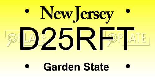 D25RFT New Jersey License Plate