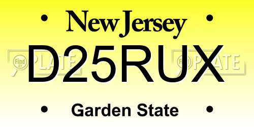 D25RUX New Jersey License Plate