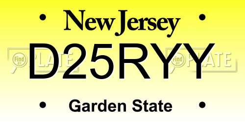D25RYY New Jersey License Plate