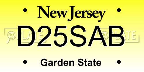 D25SAB New Jersey License Plate
