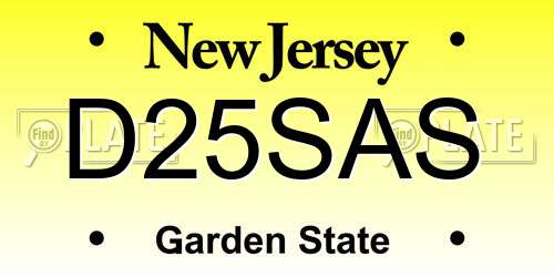 D25SAS New Jersey License Plate