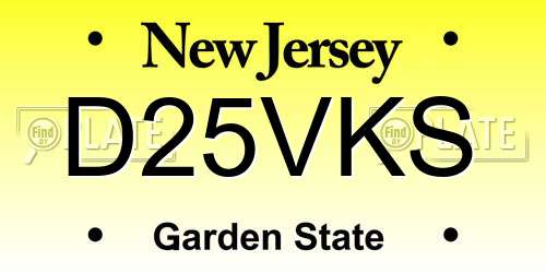 D25VKS New Jersey License Plate