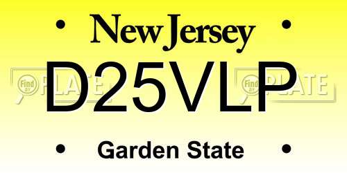 D25VLP New Jersey License Plate