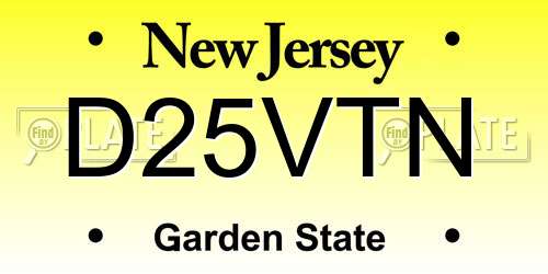 D25VTN New Jersey License Plate