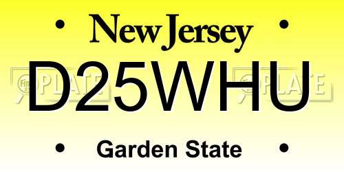 D25WHU New Jersey License Plate
