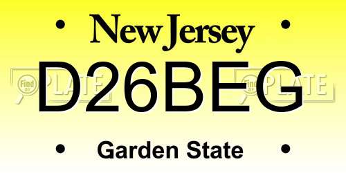 D26BEG New Jersey License Plate