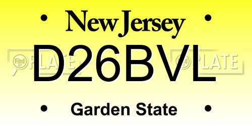 D26BVL New Jersey License Plate