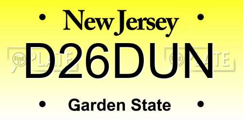D26DUN New Jersey License Plate