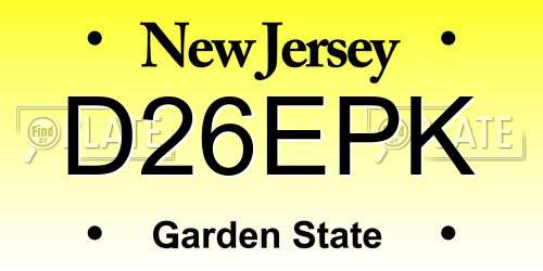 D26EPK New Jersey License Plate