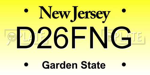 D26FNG New Jersey License Plate