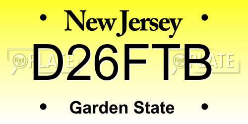 D26FTB New Jersey License Plate