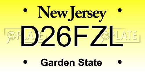 D26FZL New Jersey License Plate
