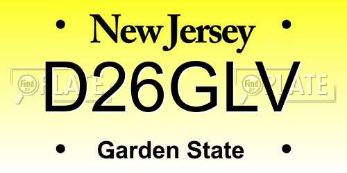 D26GLV New Jersey License Plate