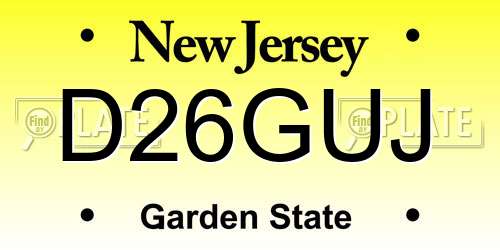 D26GUJ New Jersey License Plate