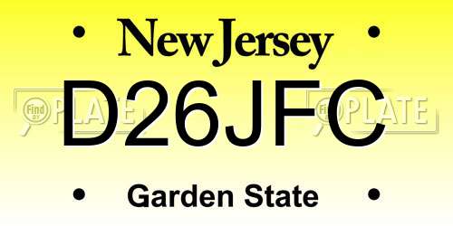 D26JFC New Jersey License Plate
