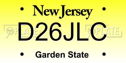 D26JLC New Jersey License Plate