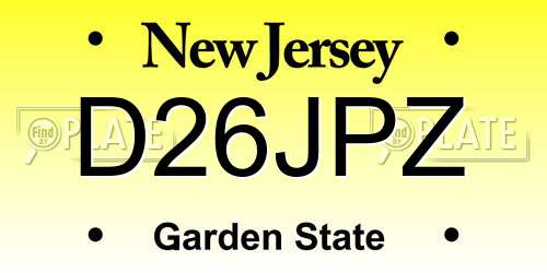 D26JPZ New Jersey License Plate