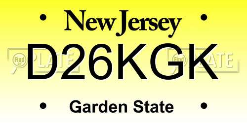 D26KGK New Jersey License Plate