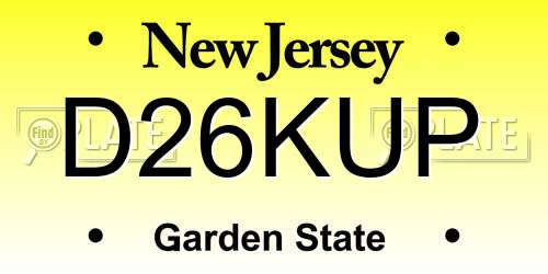 D26KUP New Jersey License Plate