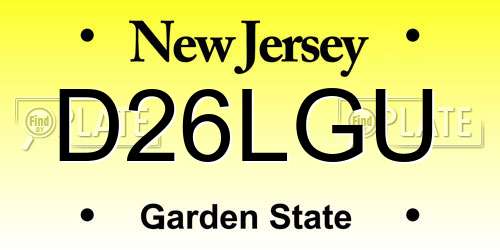 D26LGU New Jersey License Plate