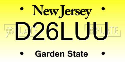 D26LUU New Jersey License Plate