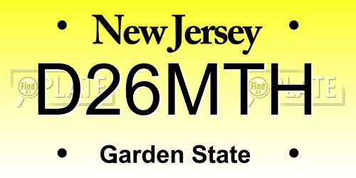 D26MTH New Jersey License Plate
