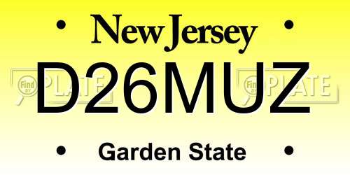 D26MUZ New Jersey License Plate