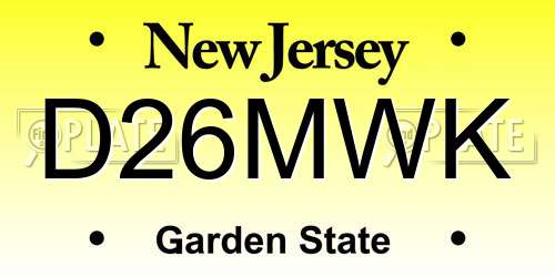 D26MWK New Jersey License Plate