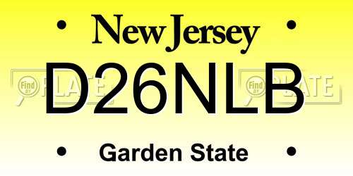 D26NLB New Jersey License Plate