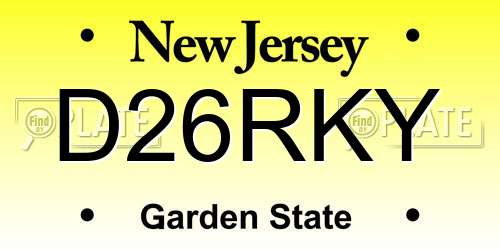 D26RKY New Jersey License Plate