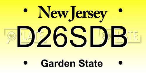 D26SDB New Jersey License Plate